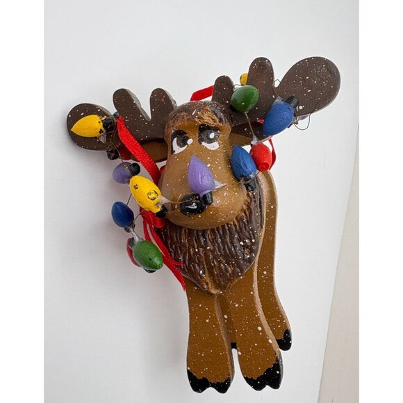 Vintage Kurt S Adler Moose Christmas Tree Ornament Tangled in Lights 1994 - Picture 7 of 8